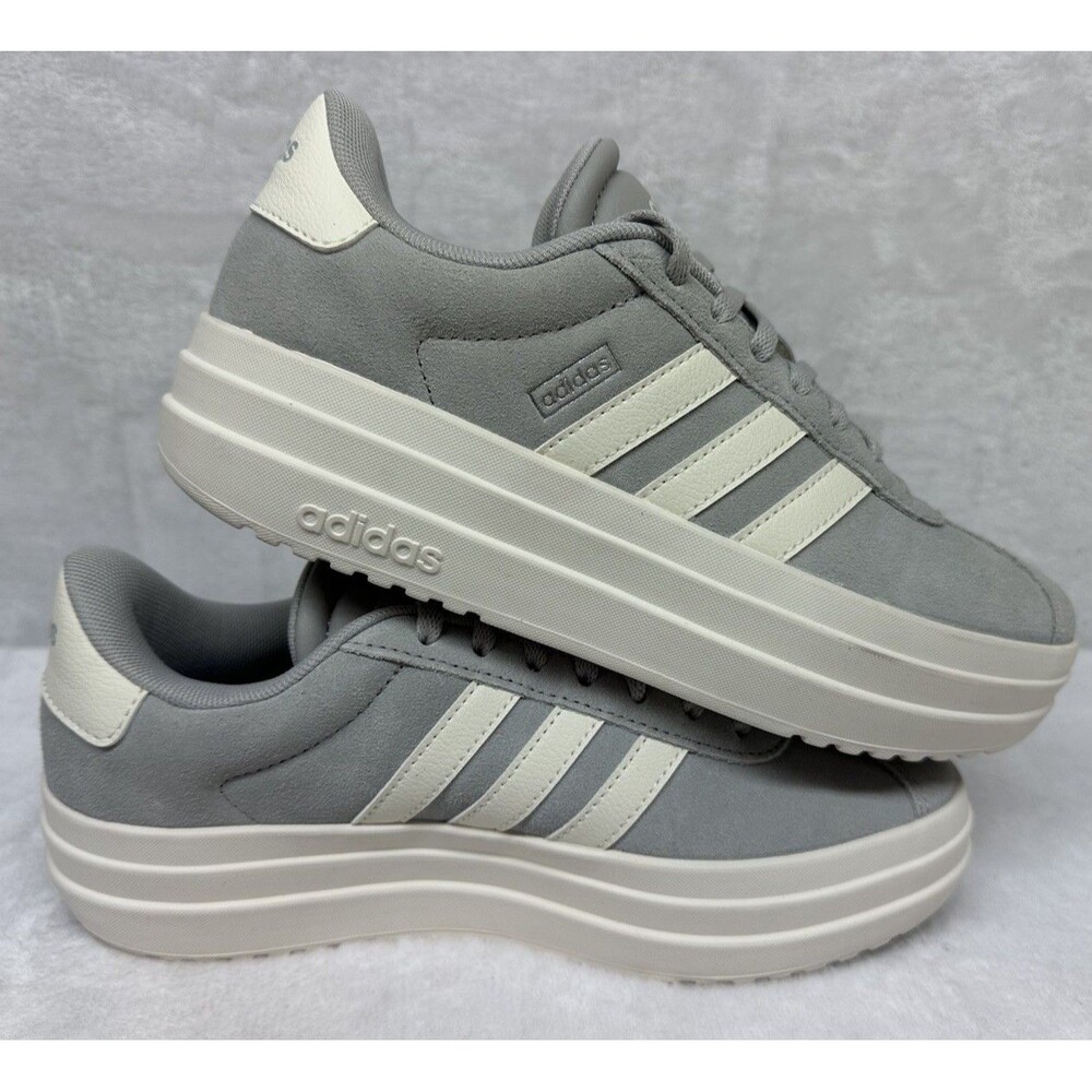 Adidas VL Court Bold Platform Sneakers Women’s 6 Gray White Suede
